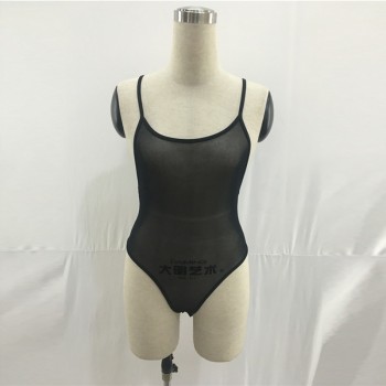 Sexy Bodysuit Women Transparent Mesh Bodysuit Rompers Clubwear Solid Casual Basic Strap Black Nude